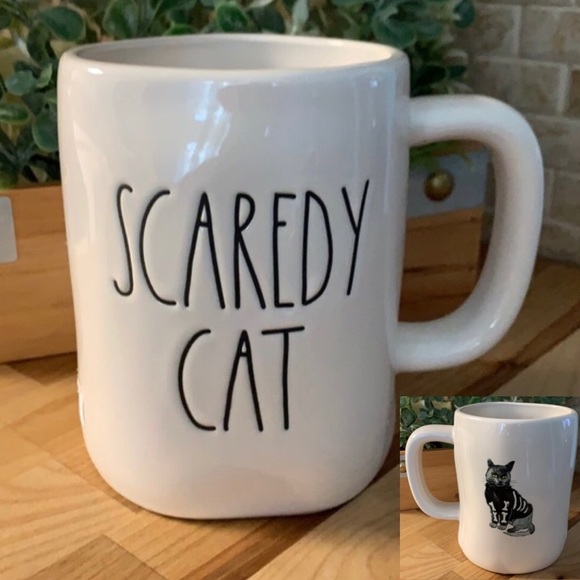 RAE DUNN “SCAREDY CAT” DOUBLE SIDED CERAMIC MUG